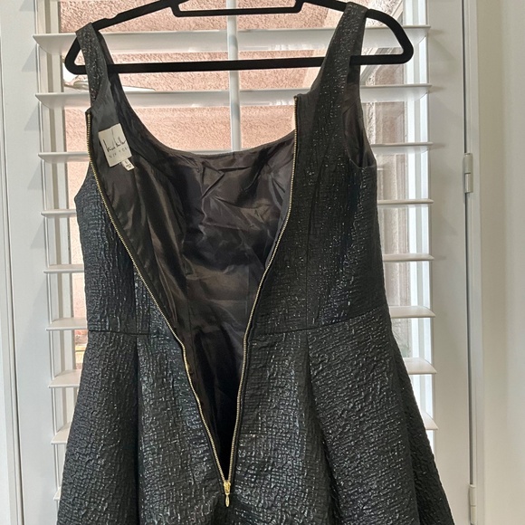 Nicole Miller High Low Prom Wedding Guest Gown Dress Textured Pockets Black 8 - Picture 7 of 8